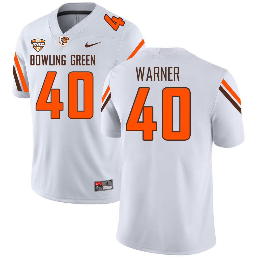 Bowling Green Falcons #40 Ethan Warner College Football Jerseys Stitched Sale-White